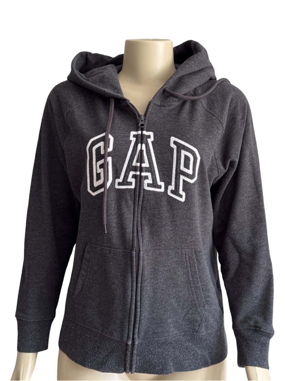 GAP Dark Heather Gray Logo Zip Hoodie